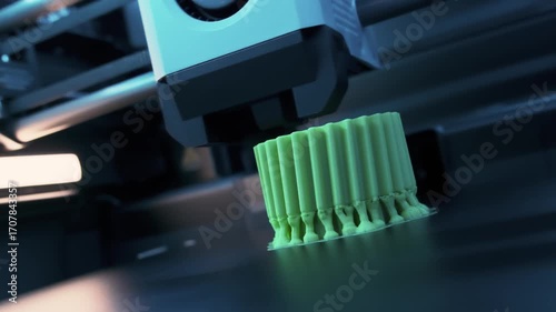 The Precise Operation of 3D Printer Creating Thin Object in Workshop