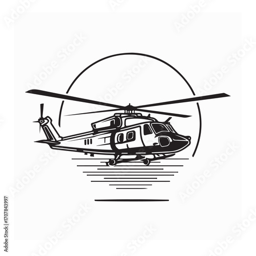 Helicopter Flying Vector  Images Isolated on white background