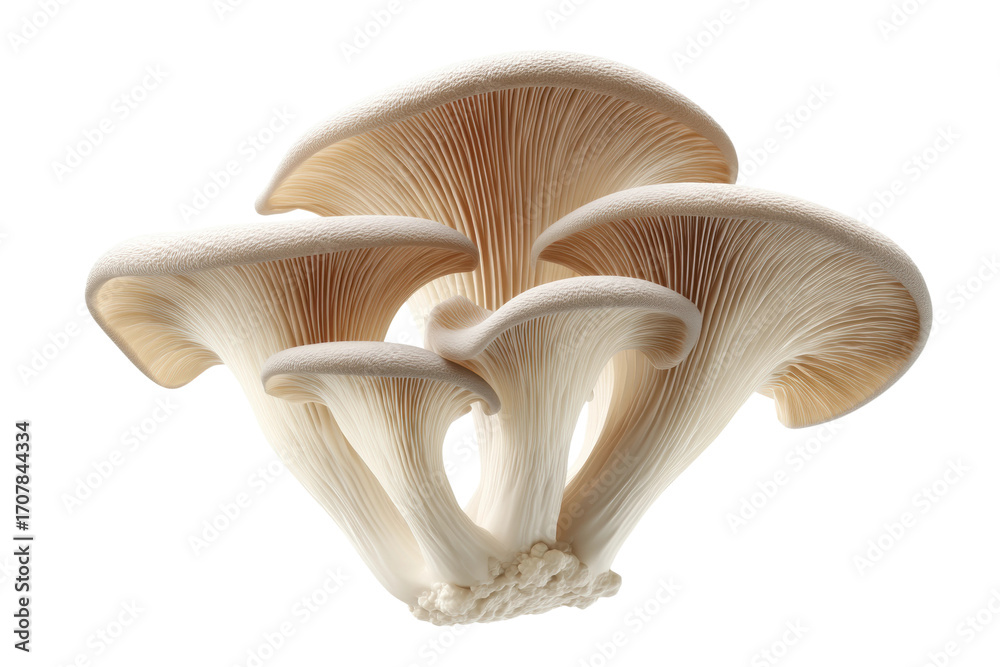 Fototapeta premium Vibrant cluster of oyster mushrooms showcasing natural elegance, cut out