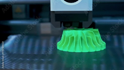 Slow Motion Demonstration of a 3D Printer Meticulously Creating Detailed Parts in Workshop
