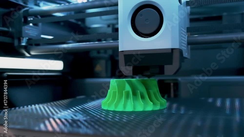 Slow Motion Demonstration of a 3D Printer Meticulously Creating Detailed Parts in Workshop
