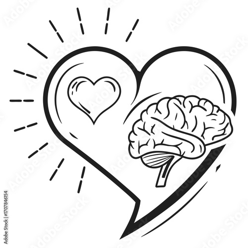 Heart and brain symbolizing emotional intelligence and rational thought