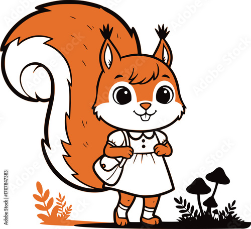 orange red cartoon squirrel girl