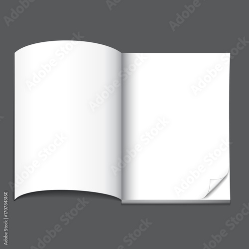 open spread of book with blank white pages vector illustration gradient mesh used EPS10.
