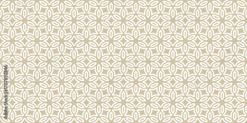 Wallpaper Mural Abstract floral geometric ornament in Islamic style. Golden vector seamless pattern. Gold and white background with flowers, lines, grid, lattice. Simple luxury repeating design for decor, print Torontodigital.ca