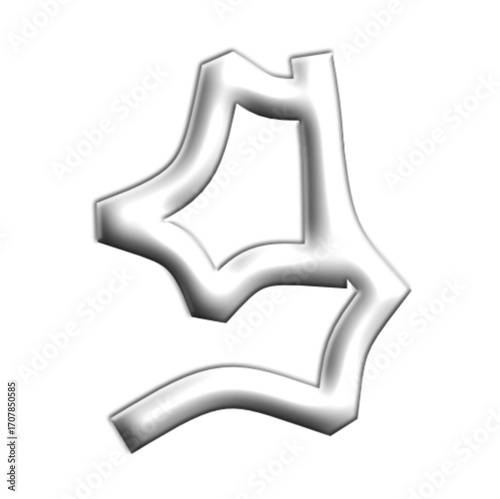 Silver Rune Letter Illustration on Black