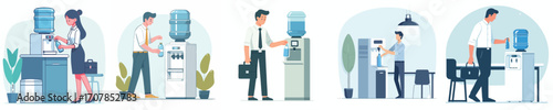vector of a person refilling drinking water at a dispenser