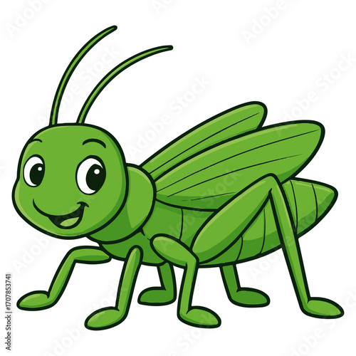 cartoon grasshopper insect illustration isolated