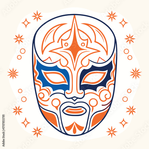 Tribal death mask design, a black skull with a fire tattoo