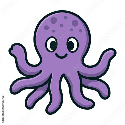cartoon purple octopus sea animal illustration