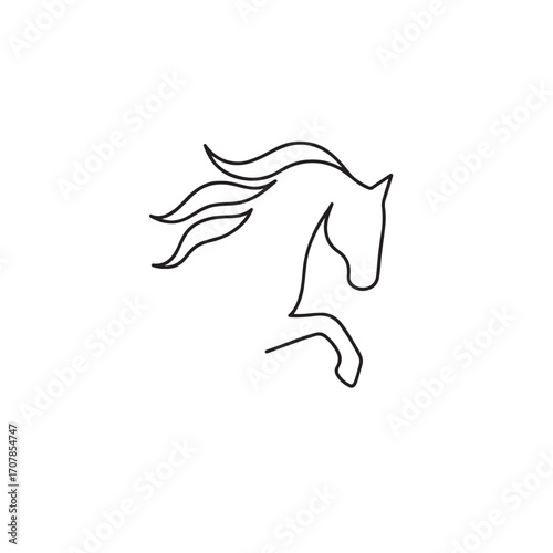 line sketch of a horse mane flowing, abstract modern vector artwork, silhouette vector illustration