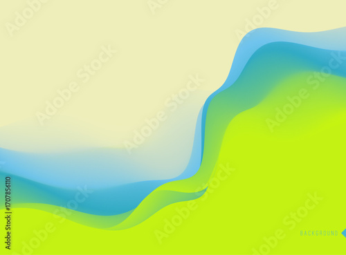 3D abstract wavy background. Beautiful gradient colour transition. Dynamic wave. Modern screen design. Vector illustration for banner, flyer, brochure, booklet, presentation or website design.