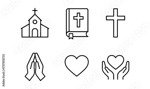 Religious symbols and faith icons collection for spiritual design and inspirational projects