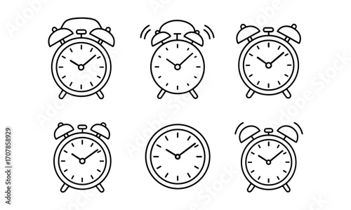 Collection of colorful clock and scale designs for time management and precision themes