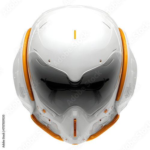 Futuristic White Helmet with Orange Accents A Conceptual Design