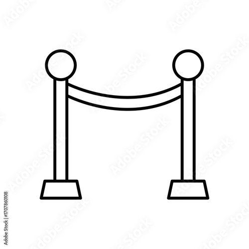 Barrier Rope Stanchion Line Icon: Security and Crowd Control
