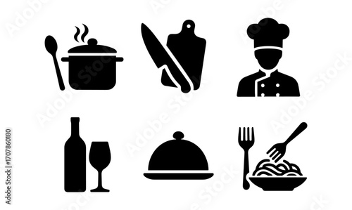 Culinary icon set for restaurant branding and menu design