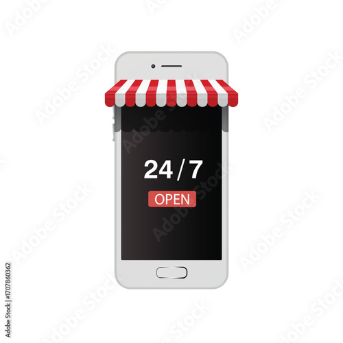 Concept of online shop on modern smart phone