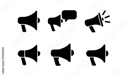 Minimalist mail and megaphone icons for communication and marketing design projects