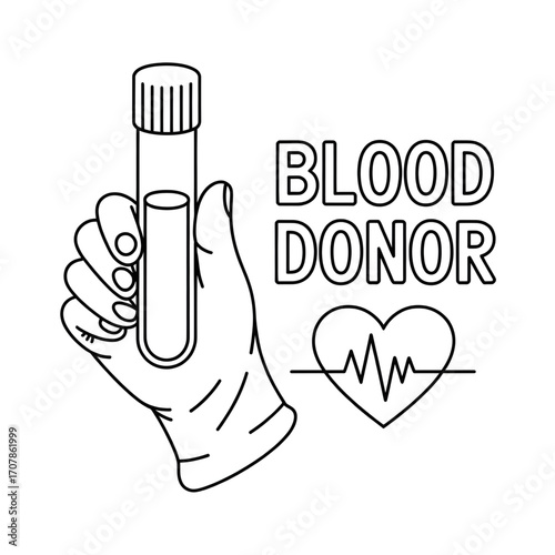 Blood Donor Test Tube, donation, healthcare, medical, bloodbank Coloring page
