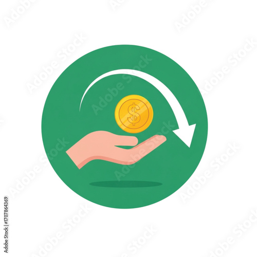 cash back concept icons with hands 