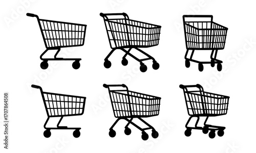 Shopping cart silhouettes for retail design projects and graphic compositions