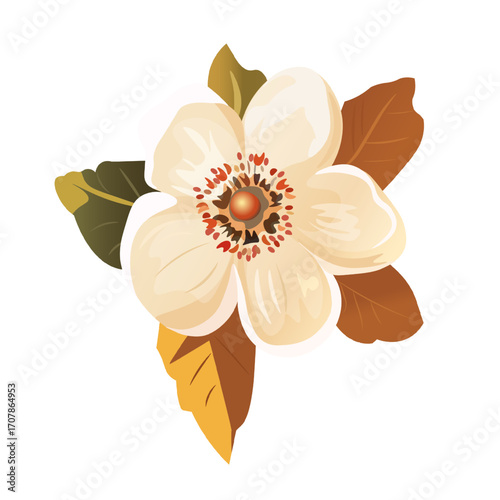 Vector illustration of a beautiful pink rose and yellow narcissus blossom with petals isolated on a white background for spring nature and floral garden beauty