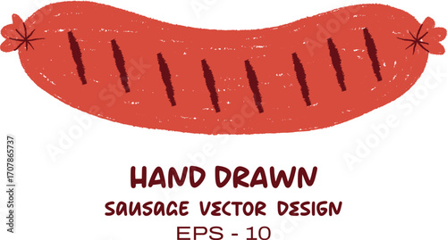 Hand drawn sausage vector illustration for food design and cooking concepts vector Handmade Hand Drawn