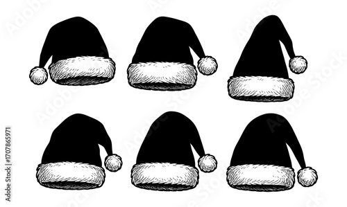 Festive christmas hat collection for holiday design and decoration