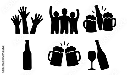 Creative cash flow and celebration silhouettes for business and party design concepts