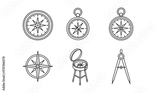 Vintage compass and navigation elements for design and decoration