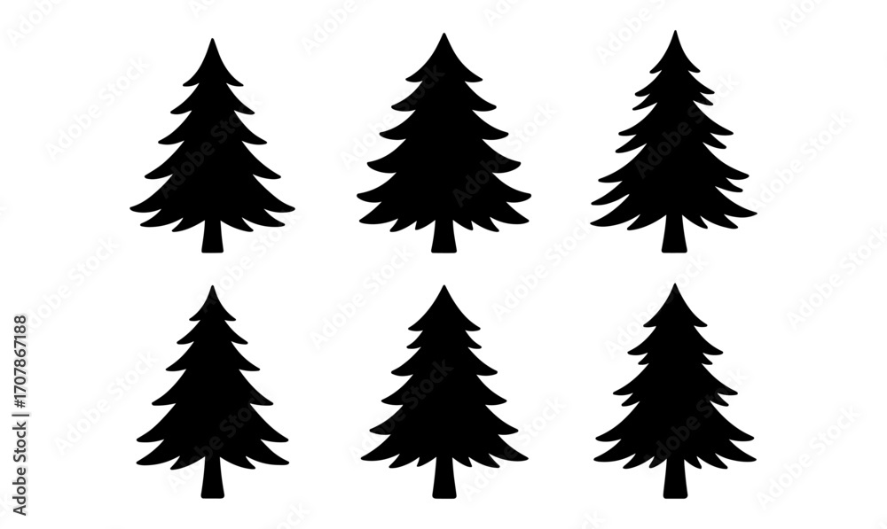 Obraz premium Minimalist christmas tree silhouettes for festive winter design projects