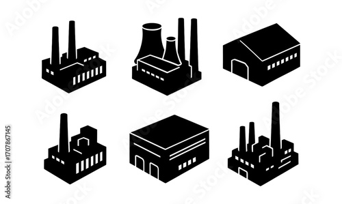 Industrial silhouette elements for modern design and conceptual art projects