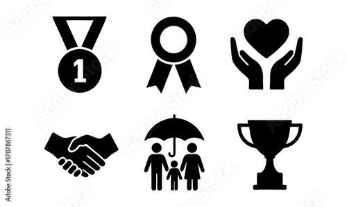 Social workers awards icons for recognition and appreciation design