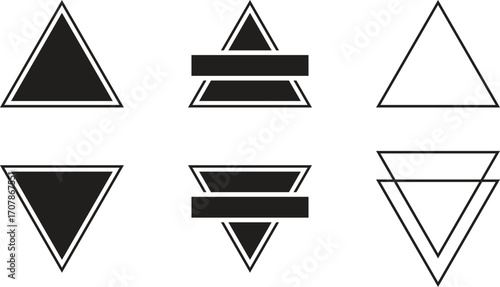 Triangle Icon Black | Label Triangles | Frame Logo | Emblem | Traffic Sign | Road Symbol | Isolated | Transparent Variations