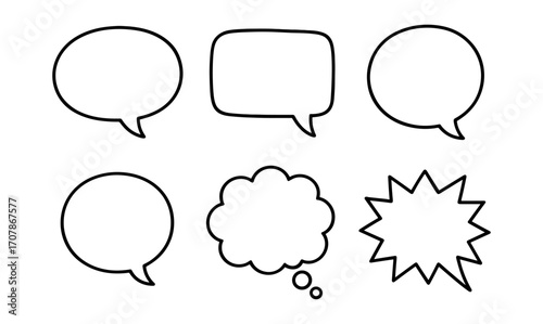 Blank speech bubbles set for creative dialogue design and communication projects