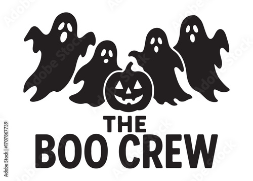 the boo crew logo silhouette vector, halloween boo crew vector silhouette illustration, halloween spooky ghost the boo crew, the boo crew logo silhouettes vector on white background