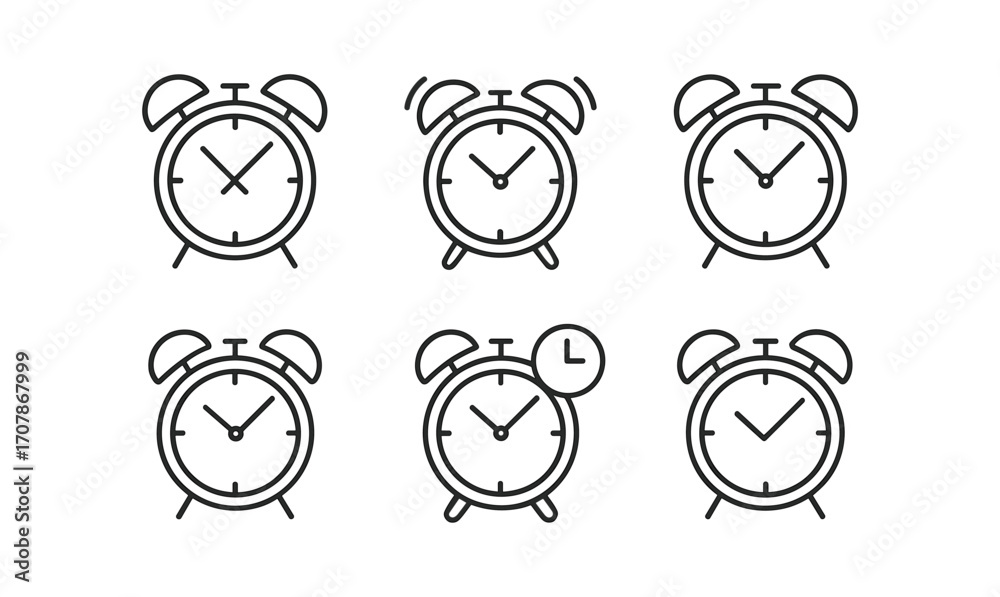 Fototapeta premium Minimalist alarm clock designs for time management concepts and modern graphic projects