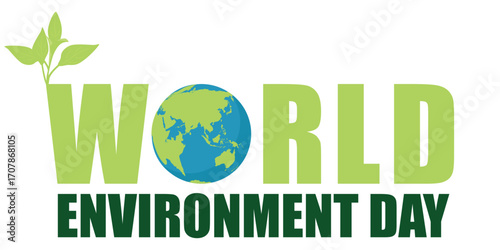 Planet Earth with green sprout and leaves. Eco-friendly concept for Earth Day, World Environment Day, and nature conservation