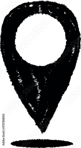 Hand drawn location pin map marker icon rustic sketch style vector Handmade Hand Drawn