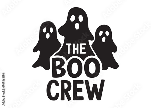 the boo crew logo silhouette vector, halloween boo crew vector silhouette illustration, halloween spooky ghost the boo crew, the boo crew logo silhouettes vector on white background