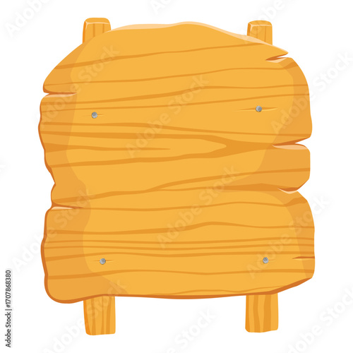 Rustic wooden signpost isolated on white background. Blank plywood sign board