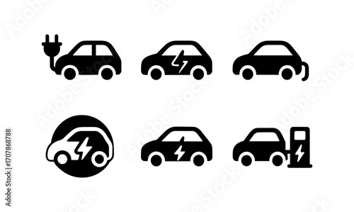 Electric car icons collection for eco friendly design and energy solutions