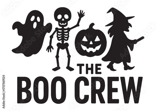 the boo crew logo silhouette vector, halloween boo crew vector silhouette illustration, halloween spooky ghost the boo crew, the boo crew logo silhouettes vector on white background