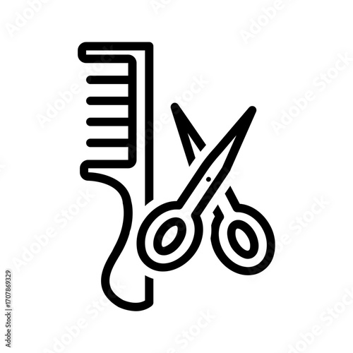 Vector black line icon for Comb