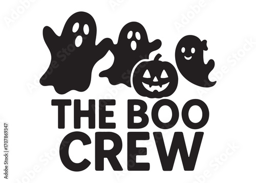 the boo crew logo silhouette vector, halloween boo crew vector silhouette illustration, halloween spooky ghost the boo crew, the boo crew logo silhouettes vector on white background