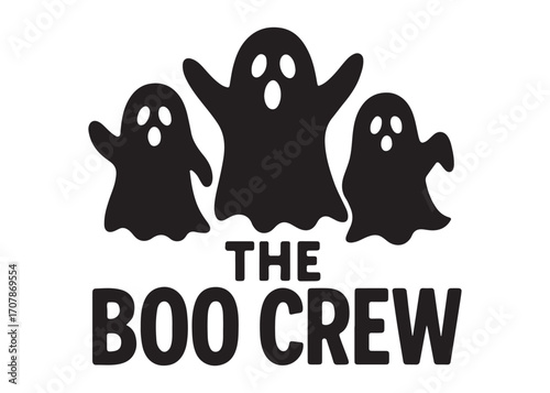 the boo crew logo silhouette vector, halloween boo crew vector silhouette illustration, halloween spooky ghost the boo crew, the boo crew logo silhouettes vector on white background