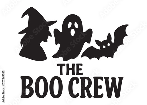 the boo crew logo silhouette vector, halloween boo crew vector silhouette illustration, halloween spooky ghost the boo crew, the boo crew logo silhouettes vector on white background