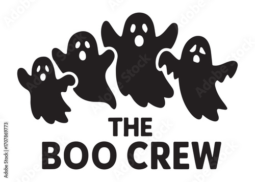 the boo crew logo silhouette vector, halloween boo crew vector silhouette illustration, halloween spooky ghost the boo crew, the boo crew logo silhouettes vector on white background
