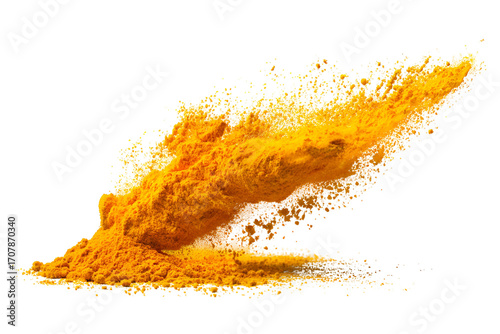 Turmeric powder explosion vibrant yellow spice culinary ingredient
